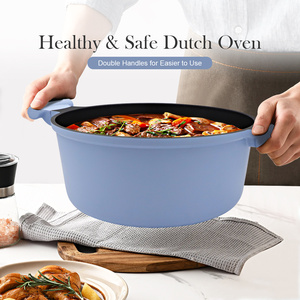 قدر شوربة سانلانج أزرق فاتح للمطبخ، قدر طهي غير لاصق من الألومنيوم المصبوب مع غطاء ألومنيوم - Product Image 2