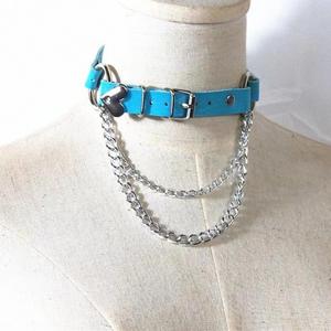 Adjustable Punk Gothic Necklace Stainless Steel Buckle NightClub Accessory-PU Leather Choker Featuring Rivets Hauling <b>Chain</b> - Product Image 5