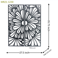 Noir nordique métal fleur feuille mur Art tentures décoration murale fer plaque décor à la maison