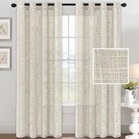 JA Linen Rideaux Voilages Modernes en Tissu Teint Fil à Fil Personnalisables à Œillets, Filtrant la Lumière, pour Fenêtre Française, Intimité, Toutes Saisons, Maison et Hôtel