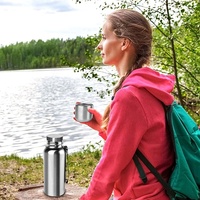 Thermos isotherme en acier inoxydable sans BPA, pour le sport et les voyages, 1 L, grande capacité, couleur argent
