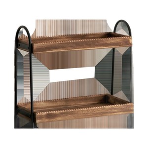 Étagère de rangement de bureau à double couche en bois massif et fer forgé Yawangfu, organisateur multi-usages pour cosmétiques, salle de bain, cuisine - Product Image 4
