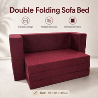 Canapé-lit pliable 2 places, tissu texturé, coussin compressible à zip, chaise longue en mousse compacte pour petits appartement