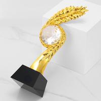Honneur de cristal forme d'aigle gravé or argent bronze cristal trophée de basket-ball verre basket-ball métal récompenses