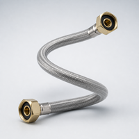 Tuyau d'arrivée d'eau flexible tressé en acier inoxydable 304, moderne et protecteur, avec raccords femelles F1/2 pour cuisine et salle de bain