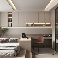 Meubles de chambre à coucher tout-en-un sur mesure, lit plateforme avec bureau intégré, armoire, éclairage LED, armoire de rangement