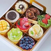 Boîte à dessert transparente à fenêtre, grille à neuf compartiments, en carton blanc, pour aliments, fruits, œufs, tartes, pâtisseries, plateau de thé de l'après-midi, à emporter