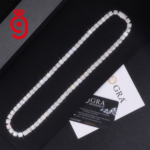 Collana Tennis a Grappolo di Moissanite JIUZUAN in Argento S925 Placcato <span class=keywords><strong>Oro</strong></span> Bianco 18K, Colore <span class=keywords><strong>D</strong></span>, VVS, Taglio Brillante, Supera il Test della Moissanite - Product Image 4