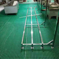 Grille en fibre de verre ignifuge FRP GRP anti-corrosion, panneau en grille non rouilleur pour plateforme d'escalier de bâtiment