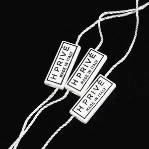 Price Hang Tags Nylon String Custom Embossing Brand Logo Plastic Hang Tag String Locks For Garment Accessories