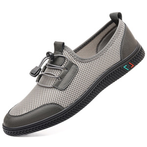 Chaussures de marche en mesh pour hommes, bout rond, à enfiler, respirantes, semelle plate en caoutchouc, chaussures décontractées, style printemps-été - Product Image 5