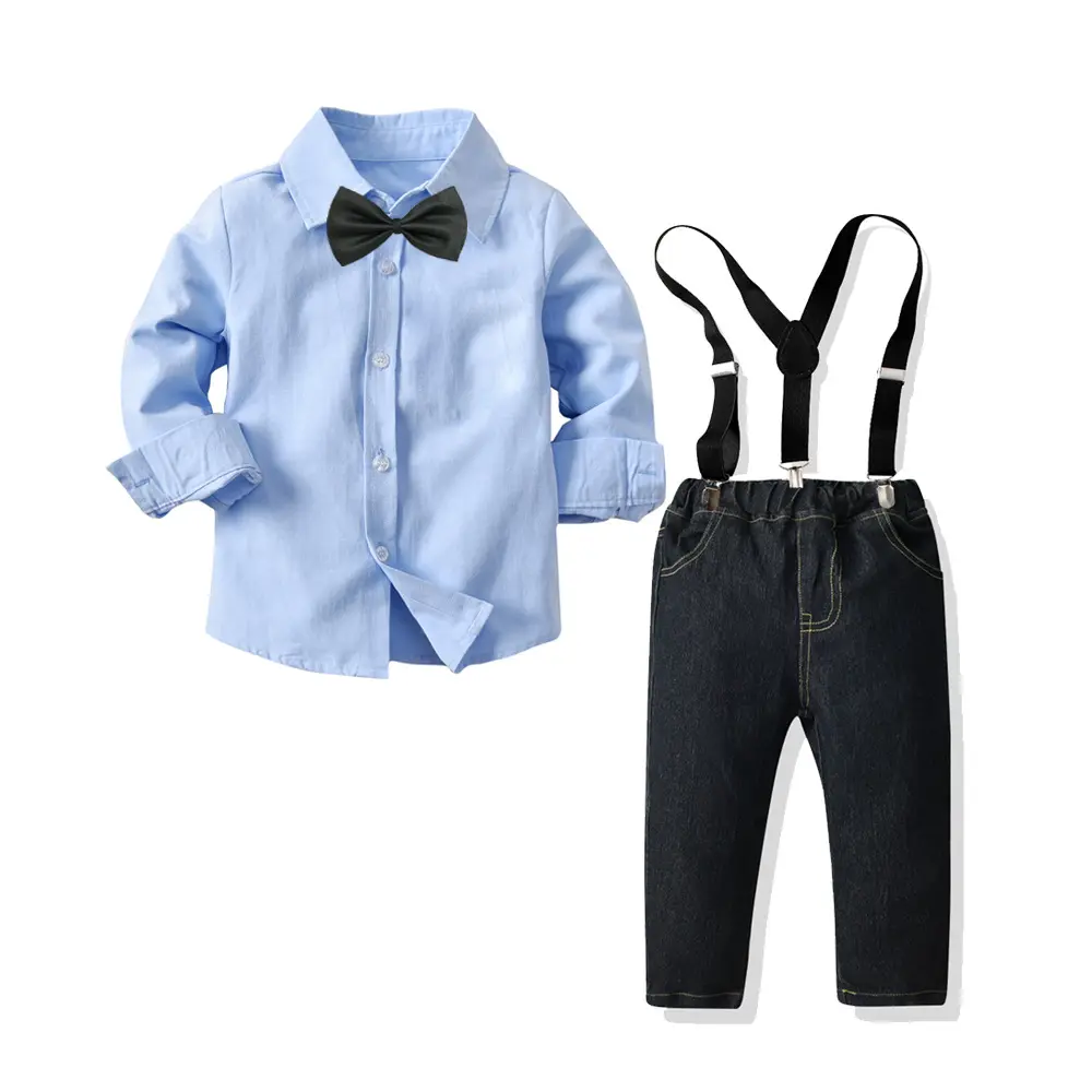 Hot Selling Newborn Spring Toddler Boys Gentlemen Suits 100% Cotton Baby Boy Clothing Sets Long Sleeve