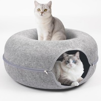 Vente en gros usine : Lit pour chat en feutre, tunnel rond pour chat, maison-caverne en feutre pour chaton avec fermeture éclair détachable