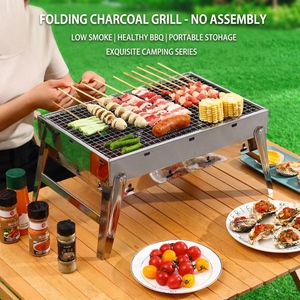 Barbecue portable en acier inoxydable, gril à charbon de bois pliable, grille chromée, pour pique-nique en extérieur, directement de l'usine - Product Image 2