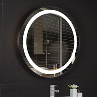 Miroir de salle de bain intelligent de luxe style influenceur avec éclairage LED, anti-buée, affichage de l'heure, commande tactile, en acier inoxydable et alliage d'aluminium
