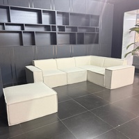 Ensemble de canapés modernes en rouleaux compressés, canapé en velours côtelé moderne en forme de bloc de tofu, canapé modulaire en éponge pleine compression