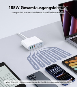 HNT 185Watt Very Fast <strong>Charger</strong> Block GaN <strong>7</strong> <strong>Port</strong> PD USB C QC USB a Wall <strong>Charger</strong> Type C Charging Station <strong>for</strong> <strong>iPhone</strong> 17 16 15 14 Pro - Product Image 3