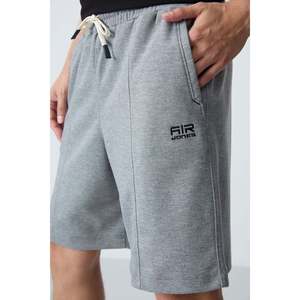 Pantalones cortos básicos para hombre de algodón gris melange, gruesos, suaves, con textura y ajuste estándar - 81277 - Gb melange - Product Image 3