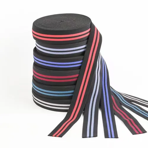 Fashion 40mm Stripes Nylon Webbings Elastic Band Ribbons Soft woven elastic tape
