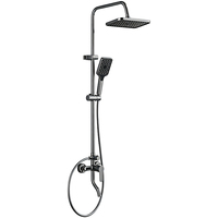 Ensemble de douche chaud et froid gris anthracite avec pommeau pluie, douchette à main et bec de baignoire, trois fonctions, barre coulissante, vente directe usine, OEM ODM