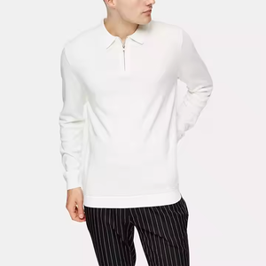 Haute qualité coton personnalisé quart fermeture éclair à manches longues Slim Fit hommes <span class=keywords><strong>Polo</strong></span> T-shirt hommes décontracté plaine fermeture éclair tricot <span class=keywords><strong>Polo</strong></span> - Product Image 6