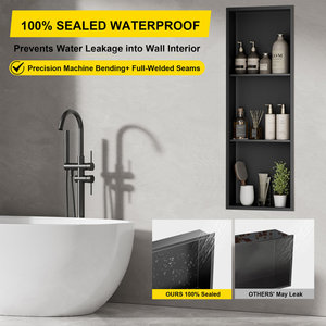 נישת מקלחת נירוסטה 30x90x10 ס\\\"מ ללא צורך באריחים, נישת קיר בעלת 3 קומות, מדף מקלחת שקוע לאחסון בחדר אמבטיה, שחור מט - Product Image 4