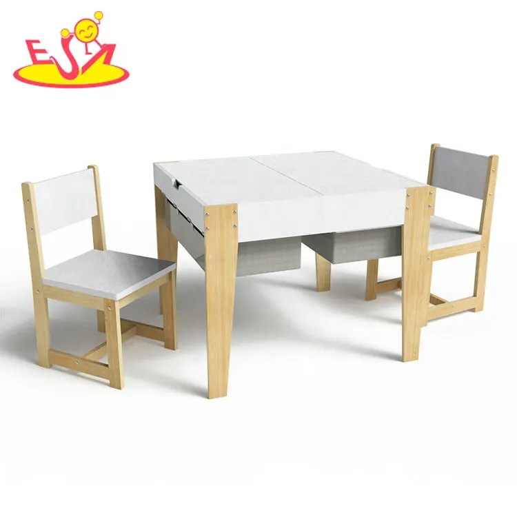 High quality kindergarten educational DIY wooden Wooden table and chairs for kids W08G303