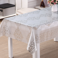 Nappe en PVC transparente RNPT Blush Silver avec motifs floraux en dentelle pour salle à manger