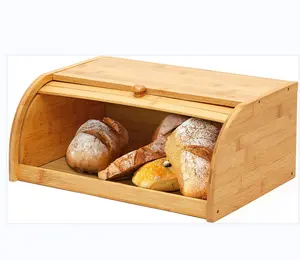 extra large Bamboo Bread Box ,food Storage And Organizer For Kitchen Countertop, Assembly Required