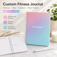Carnet de fitness personnalisé à spirale, couverture dégradée rose, bleu, menthe, suivi d'entraînement, repas, hydratation, humeur, OEM ODM en gros