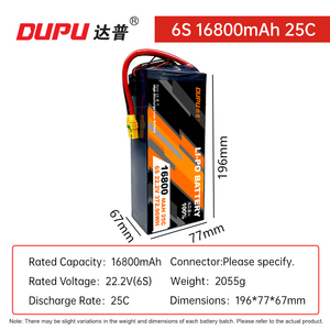 Batería de litio <span class=keywords><strong>para</strong></span> dron con sistema BMS Dupu, 25C 6S 12S 44.4V 16800mAh, batería lipo <span class=keywords><strong>para</strong></span> vuelo EVTOL - Product Image 1