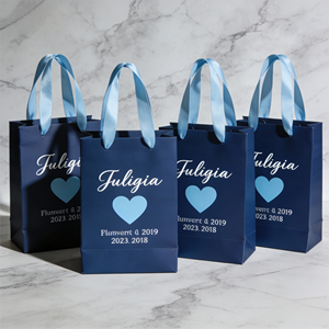 Sacchetti Regalo di Lusso Personalizzati FB22 <span class=keywords><strong>con</strong></span> Manici a Nastro per Matrimoni, Addii al Nubilato, Feste, Omaggi <span class=keywords><strong>con</strong></span> <span class=keywords><strong>Nome</strong></span> e Data Personalizzati - Product Image 3