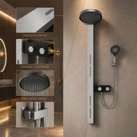 Mitigeur de douche de salle de bain étanche, panneau de douche mural, installation murale, ensemble de robinetterie de douche de luxe pour hôtel, finition brossée