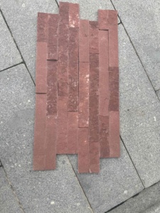 Revêtement mural extérieur moderne en pierre de grès rouge avec surface fendue, résistant aux acides, panneaux de pierre de grès en ardoise - Product Image 2