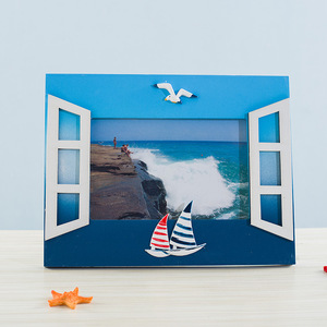 Cadre photo style méditerranéen avec motif de mouette, 6 pouces, rectangulaire, ornement décoratif pour chambre à coucher, bureau, étagère - Product Image 3