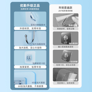 Transparent <b>Adhesive</b> Wall Mounted Clothes <b>Hooks</b> 60 Punch Free Residue Free Storage Organizer - Product Image 1
