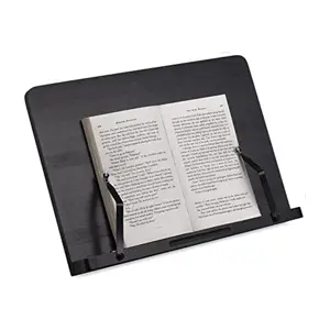 Händefreies Lesen Rezepten-Tablet-Halter mit 2 verstellbaren Metallclippern mit Griffen Bambus-Schweller schwarz