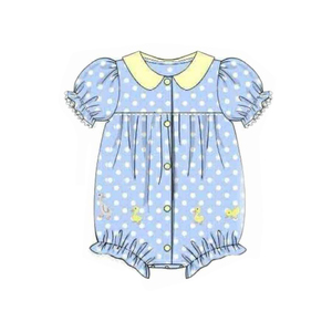 SR3421 RTS Infant <b>baby</b> green duck bows print kids girl wholesale romper short sleeve <b>jumpsuit</b> - Product Image 6