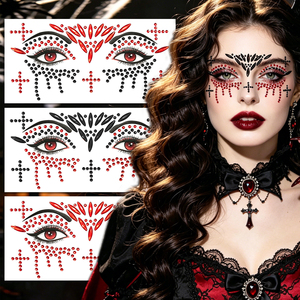 Pegatinas Faciales para Festivales de Música, Precio de Fábrica, Joyas Faciales, Tatuajes Temporales, Diamantes Negros, Hipoalergénicas, Resistentes al Agua - Product Image 1