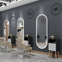 Toko tukang cukur Bulat tanpa bingkai, sakelar Sensor sentuh cerdas pemasangan dinding cermin Led untuk Salon rambut