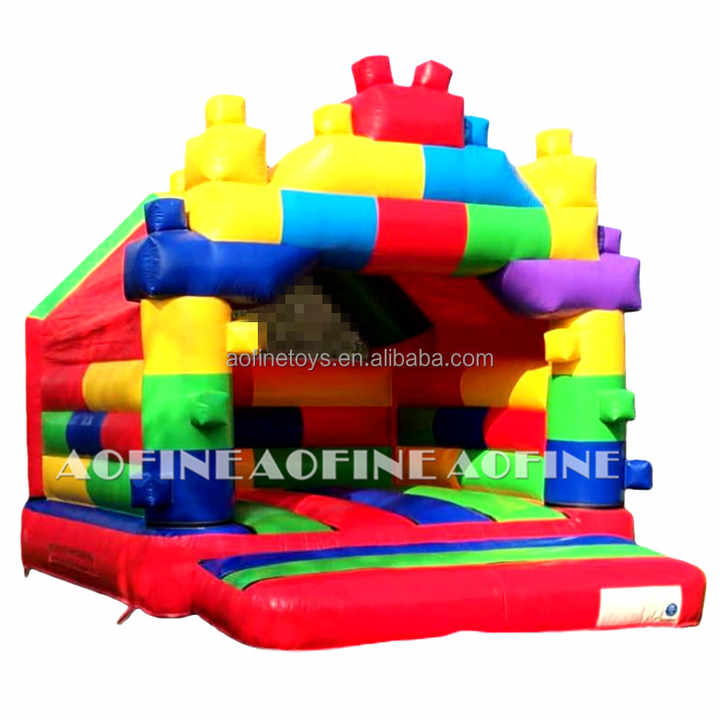 16' Building Blocks Wet/Dry Inflatable With Slide Inflatable Water ...