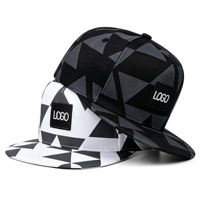 Casquette Trucker Snapback Personnalisée à Motif Géométrique, Visière Plate, 5 Panneaux, avec Patch Brodé pour Hommes et Femmes, Vente en Gros OEM