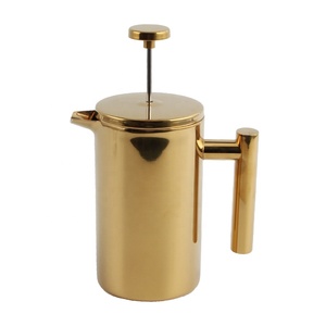 Cafetière à piston en acier inoxydable doré, design moderne et minimaliste avec couvercle, pour usage en cuisine - Product Image 5