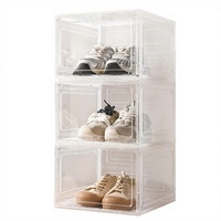 Boîte de rangement transparente pour baskets PP AJ, ouverture latérale magnétique, pliable, empilable, simple et moderne, vente en gros transfrontalière