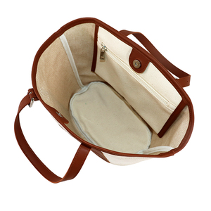 Sac fourre-tout décontracté en toile pour femme, avec poignées en toile robuste et coque en cuir PU, design tendance 2022 - Product Image 2