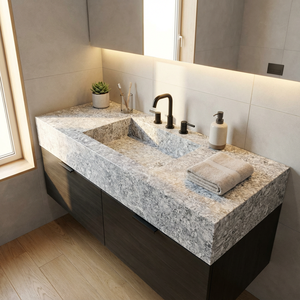 Losa de Piedra Artificial Estilo Mármol Pulido con Vetas Grises, Precio de Fábrica OEM, Encimera de Cuarzo de 30 mm para Isla de Cocina o Tocador - Product Image 2