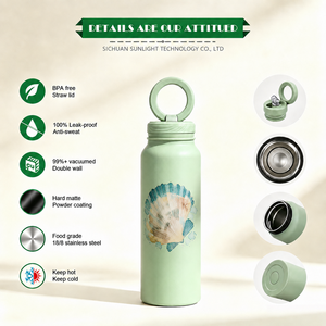 Vacuum Insulated Stainless Steel Travel Water Bottle Magnetic Phone Mount Lid Custom Shell Pattern Multiple Capacity Options - Product Image 3