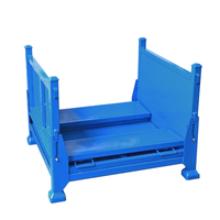 Conteneur métallique empilable robuste en acier ondulé avec porte demi-ouvrante pour le stockage de pièces automobiles 1000 kg
