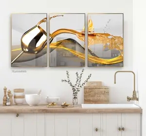 Nordic Style Living Room Home Decoration Abstract Golden Wine Glass Modern Picture Art Acrylic Prints Resin Painting