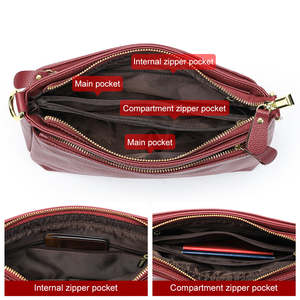 Bolso de Mano de Cuero Suave de un Solo Hombro para Mujer, Bolso Cruzado de Cuero Genuino, Bolso de Hombro de un Solo Hombro para Mujer - Product Image 5